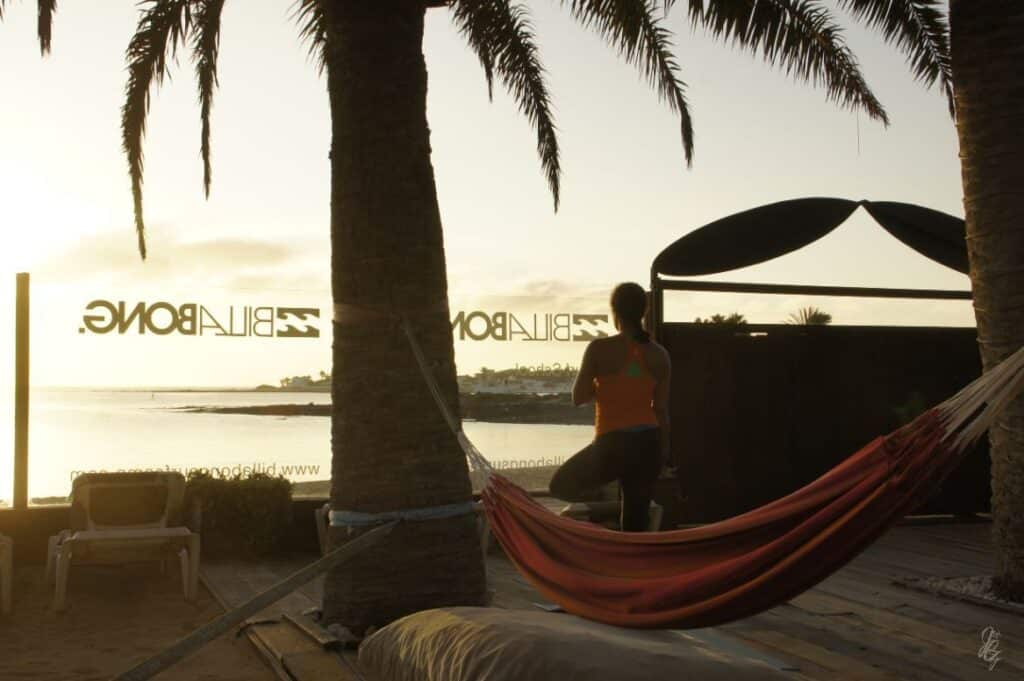 Morning Yoga at Billabong Surfcamp at Sunrise