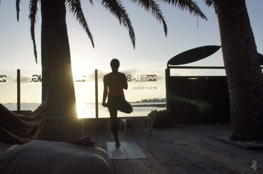 Morning Yoga at Billabong Surfcamp at Sunrise