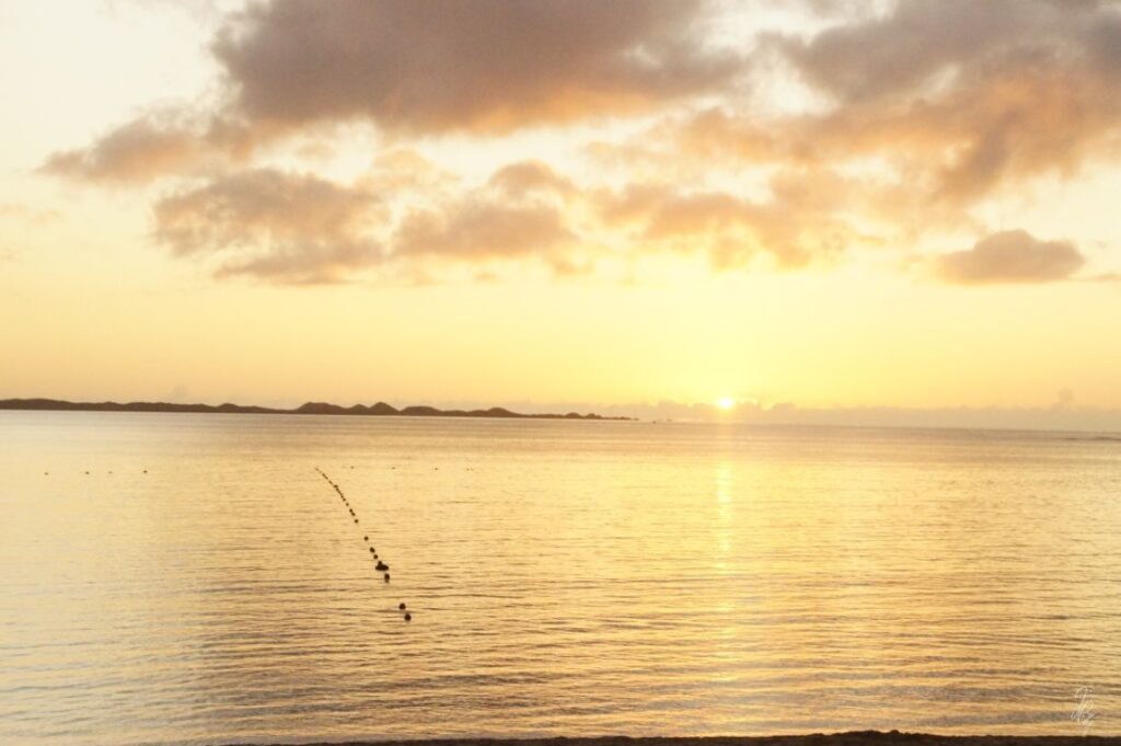 Sunrise at Waikiki Beach in front of the Billabong Surfcamp in Fuerteventura