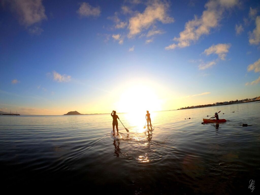 Paddle boarding at Waikiki Beach in Fuerteventura