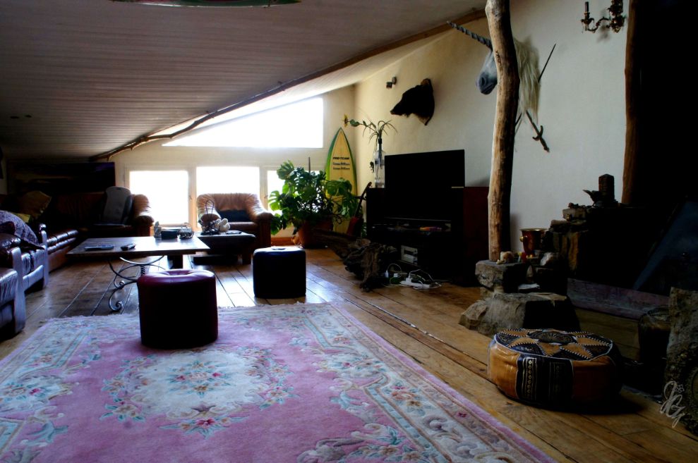 Living room at Carwyn's surf house