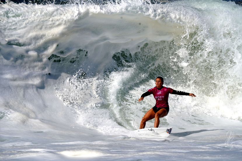 Surfer Johanne Defay at the Roxy Pro France 2019