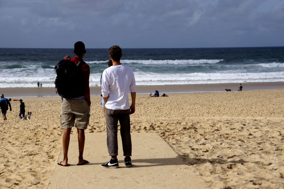 Checking out the conditions for surfing at Le Penon in Hossegor