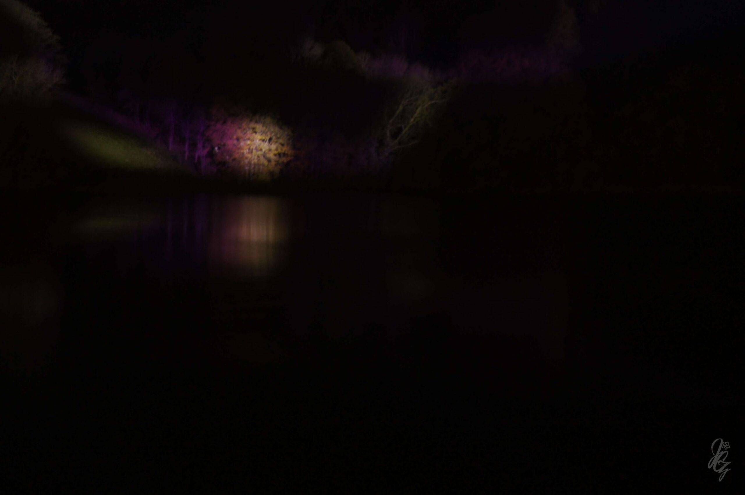 Lights over the river Glyme at Blenheim Palace