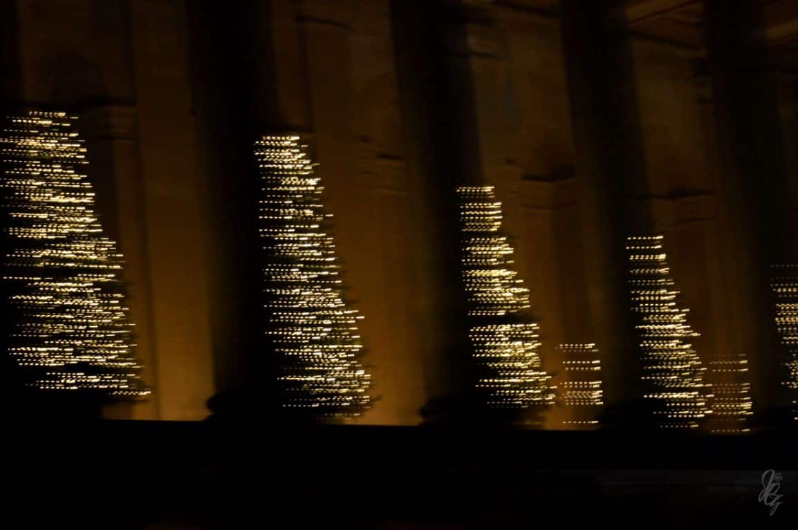 christmas trees in front of the palace