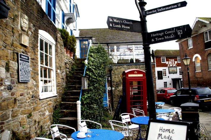Outside the Mermaid Cafe in Rye