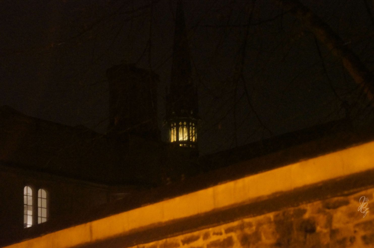 Enlighted Tower in Oxford at night