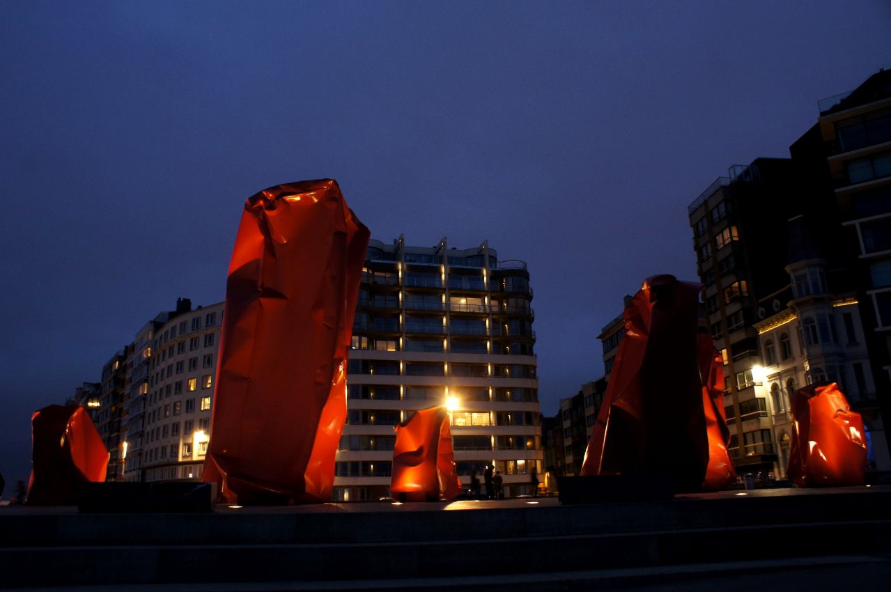 Art installation at the beach promenade in Ostend
