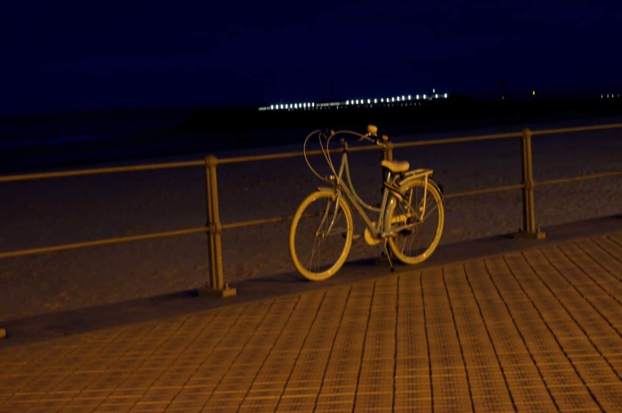 Parked bike at the beach promenade in Ostend