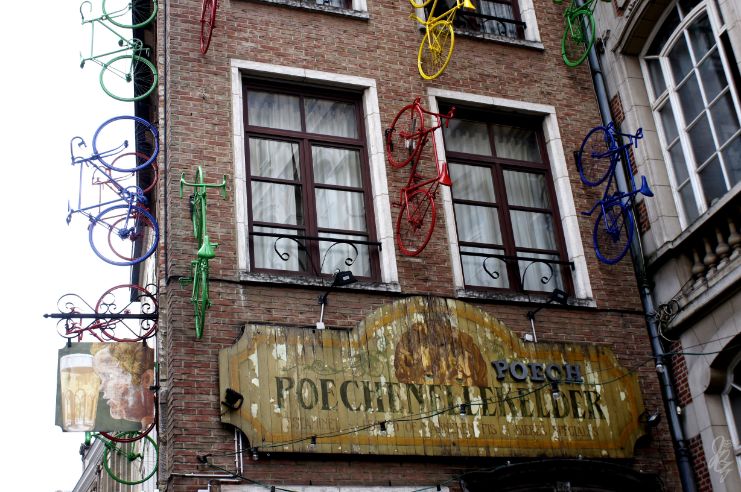 House in Brussels decorated with bicycles