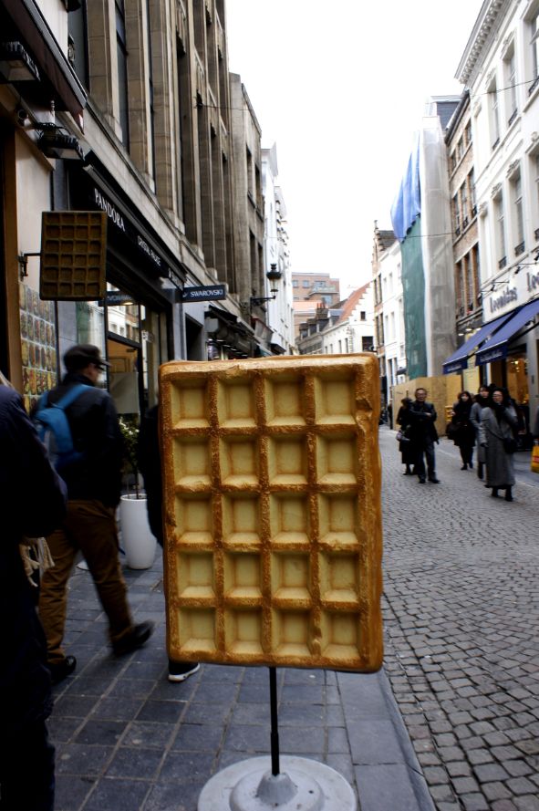 Giant waffle in front of a shop in Brussels