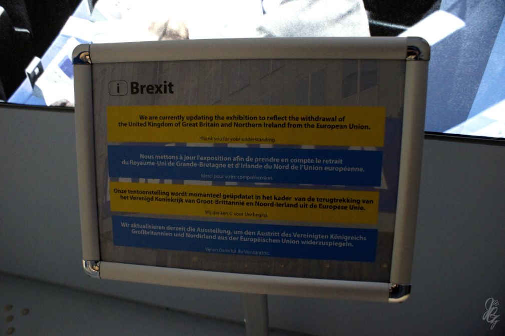 Information sign about Brexit inside the Parlamentarium in Brussels