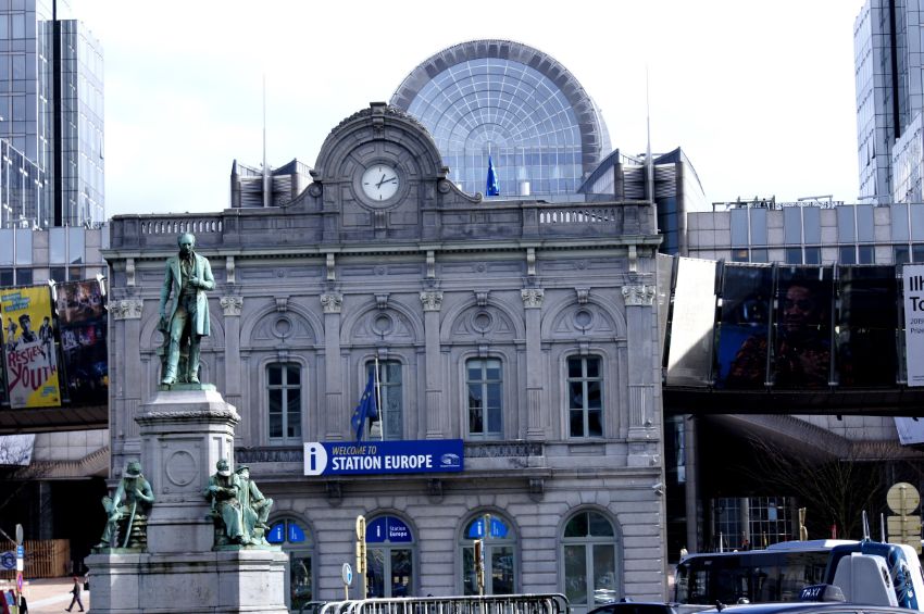 Station Europe in front of the European Parliament in Brussels