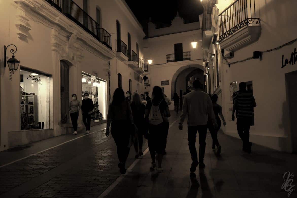 Walking through Conil de la Frontera at night