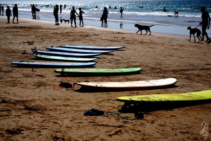 Surf lesson at the beach in El Palmar
