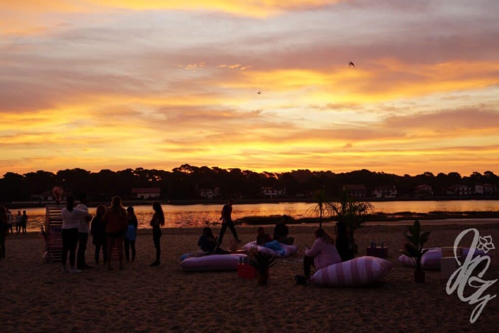 Yoga by the lake in Hossegor at Sunrise