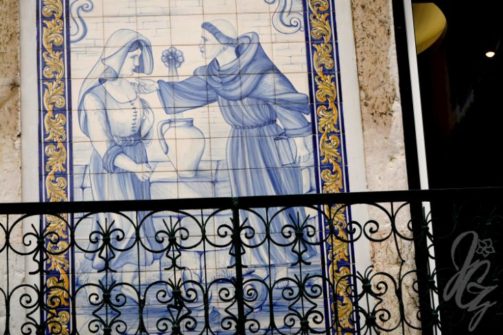 Decorative tiles near the castle in Lisbon