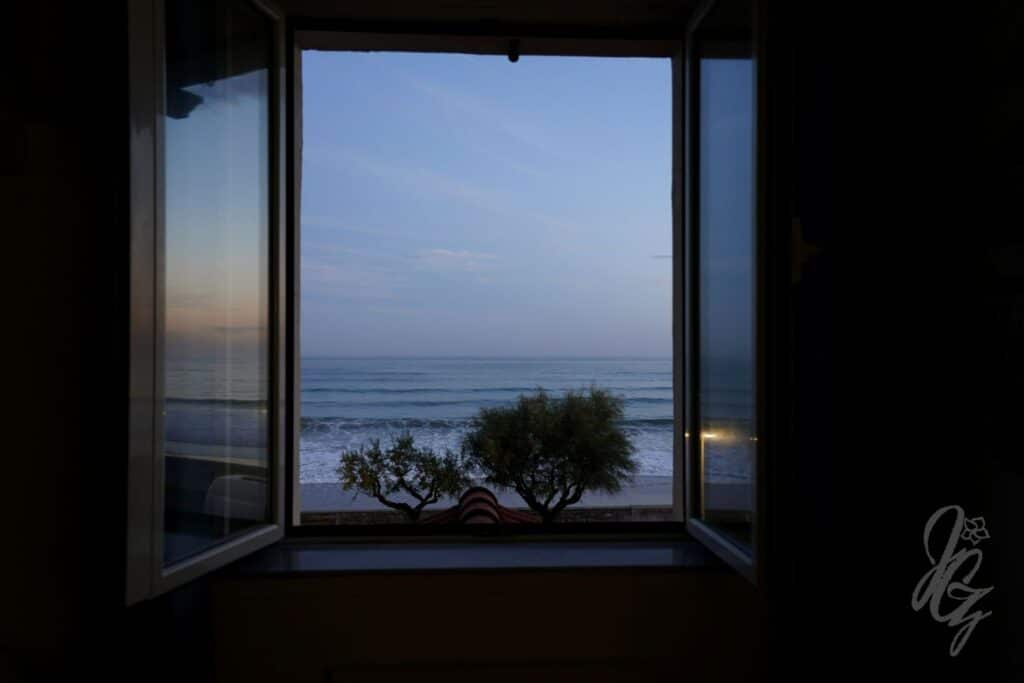 View from the window at Hendaye beach in the morning