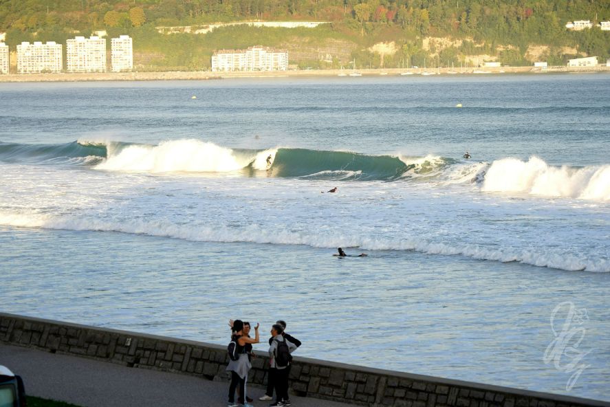View from the window at Hendaye beach in the morning