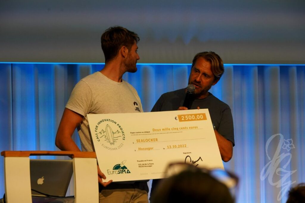 Nicolas Farolfi of Sea Locker and Franck Laporte-Fauret of EuroSIMA at the surf summit in Hossegor 2022