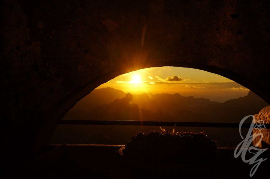 Sunset over the Barranco de Tejeda as seen from Cruz de Tejeda