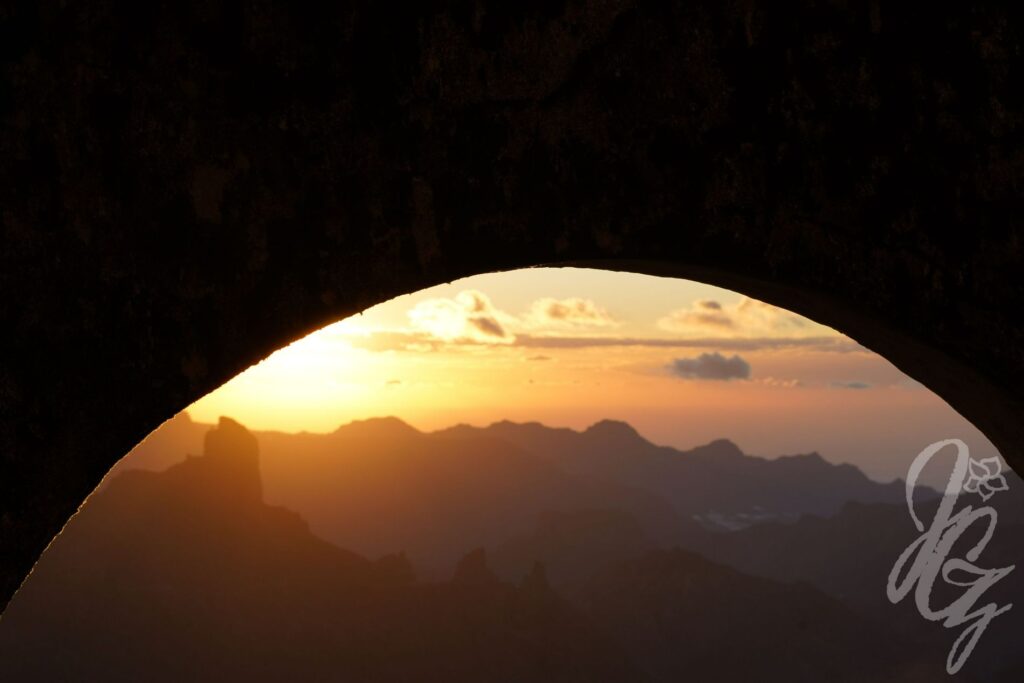 Sunset over the Barranco de Tejeda as seen from Cruz de Tejeda