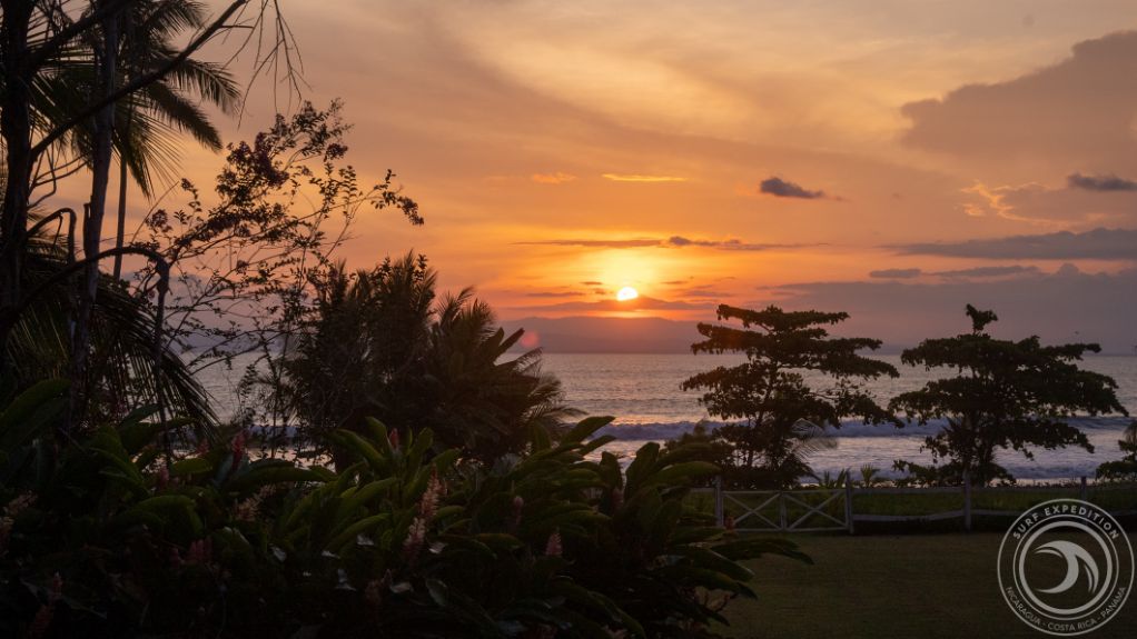 Sunset by the beach at SurfExpedition in Costa Rica