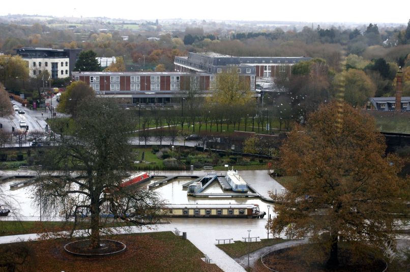 View over Stratford-Upon-Avon from the tower at the Royal Shakespeare Company