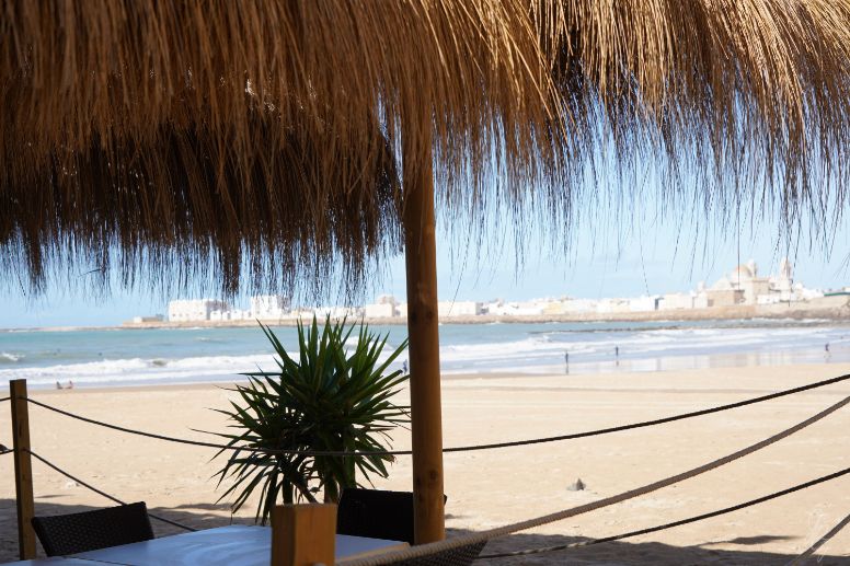 View from the coffee shop on the beach in Cadiz