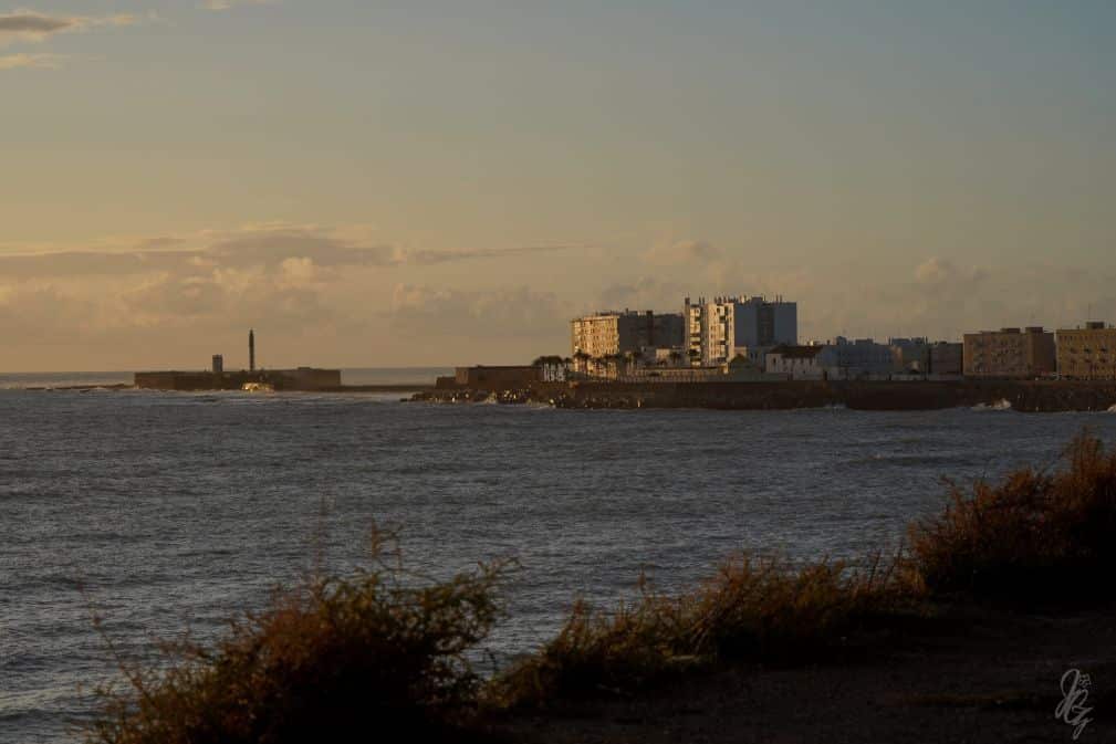 View towards Cadiz along the sea