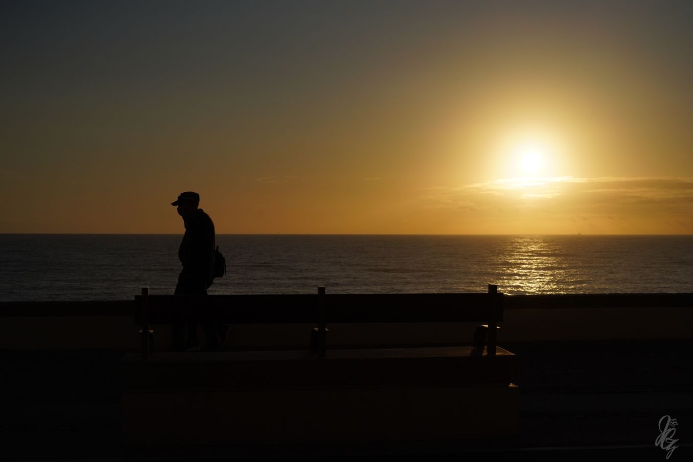 Sunset at the beach promenade in Cadiz