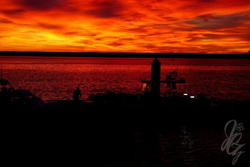Sunset over the river in Huelva