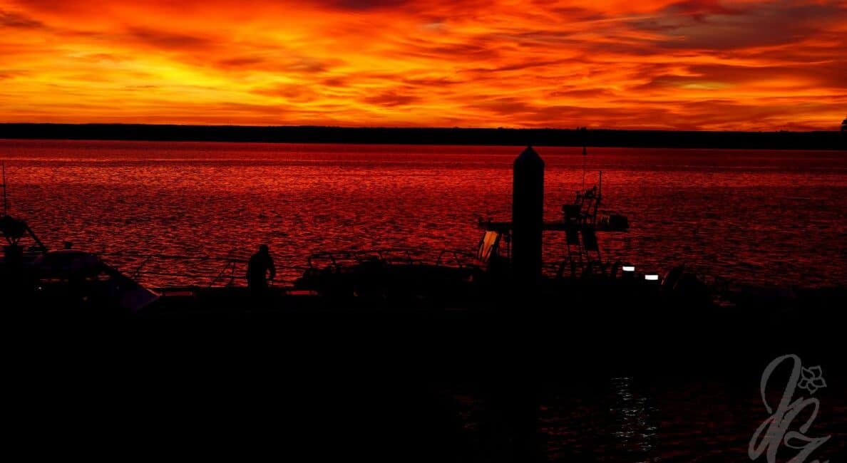Sunset over the river in Huelva