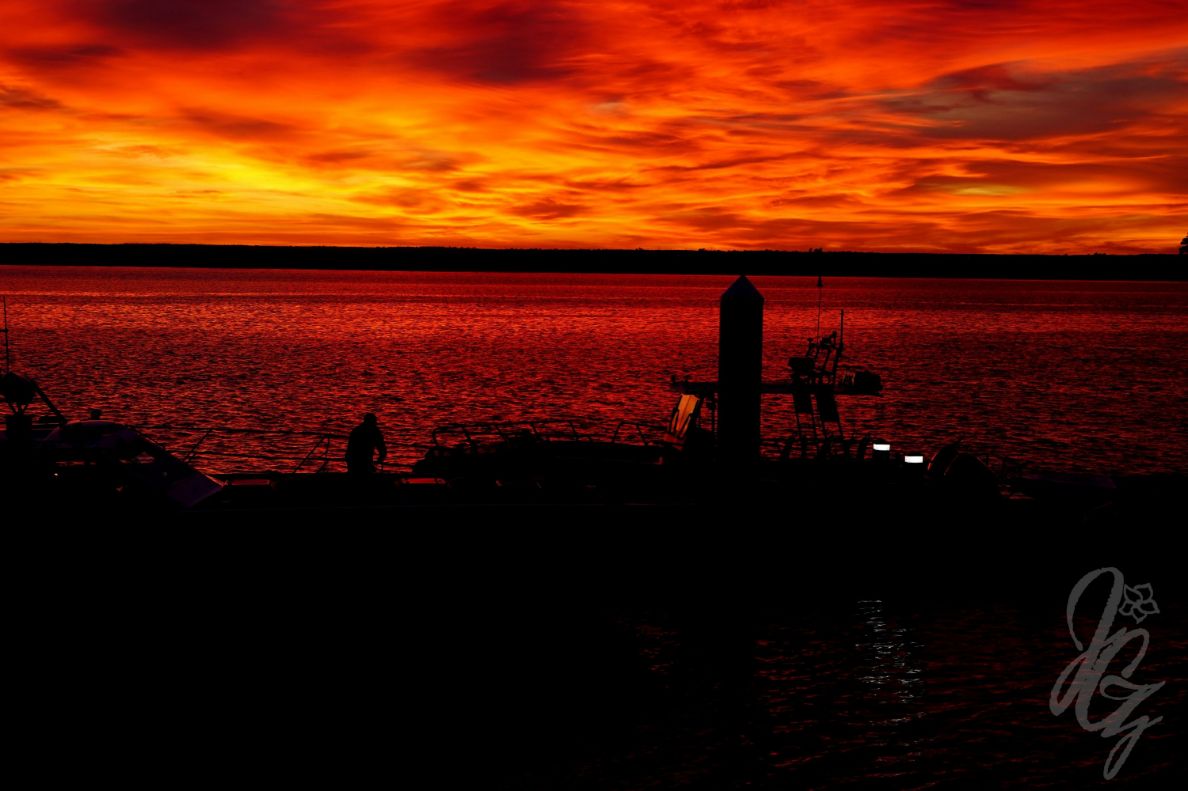 Sunset over the river in Huelva