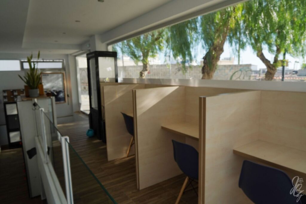The coworking space at Take Hostel Conil