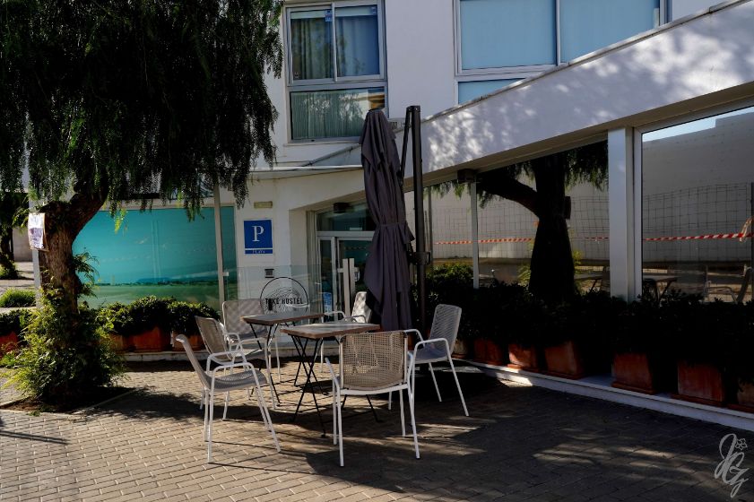 The outside seating are at Take Hostel Conil