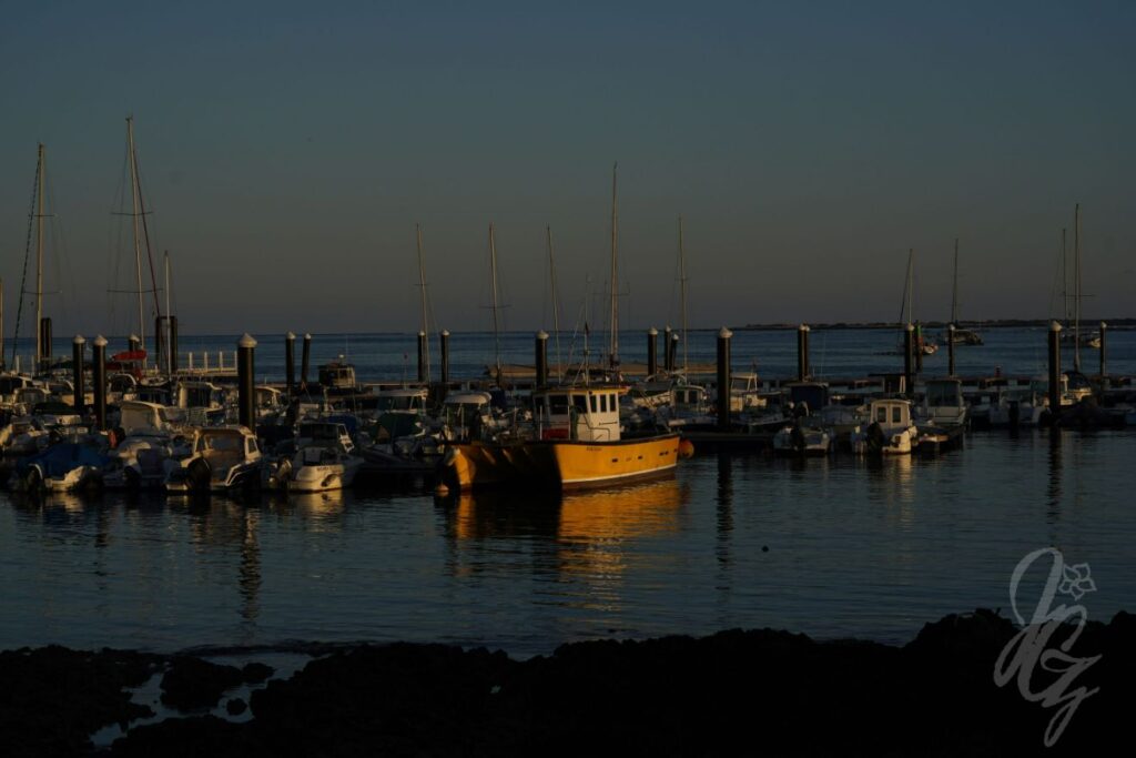 Sunset at the harbour in Corralejo
