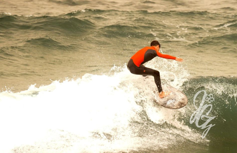 Surfing at Las Canteras beach in Las Palmas in Gran Canaria