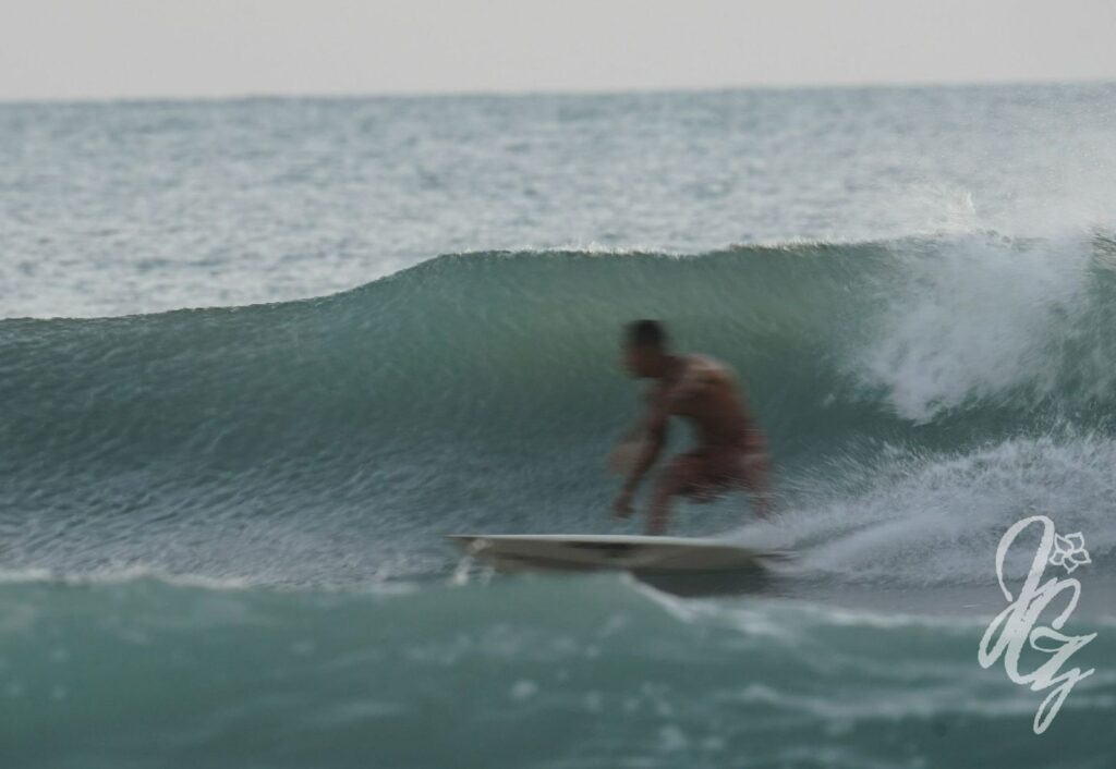 Surfer in Santa Teresa, Costa Rica, in a blurry image