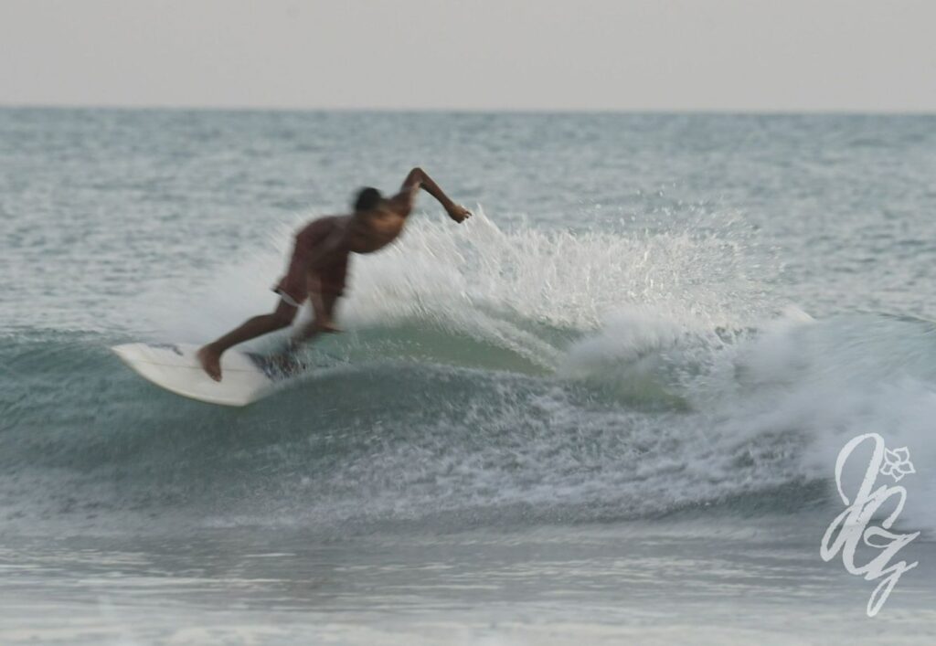 Surfer in Santa Teresa, Costa Rica, in a blurry image