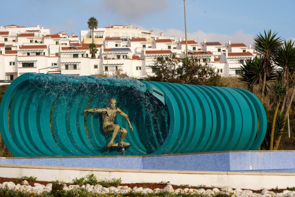 Surfer sculpture in Ericeira