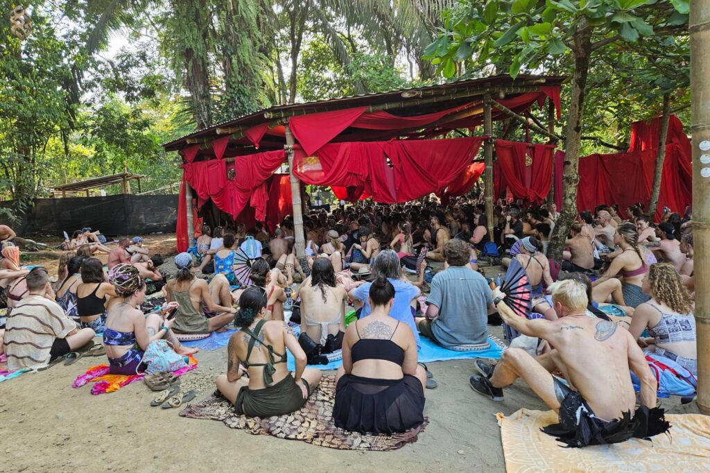 Crowd in front of the red tent at Envision festival