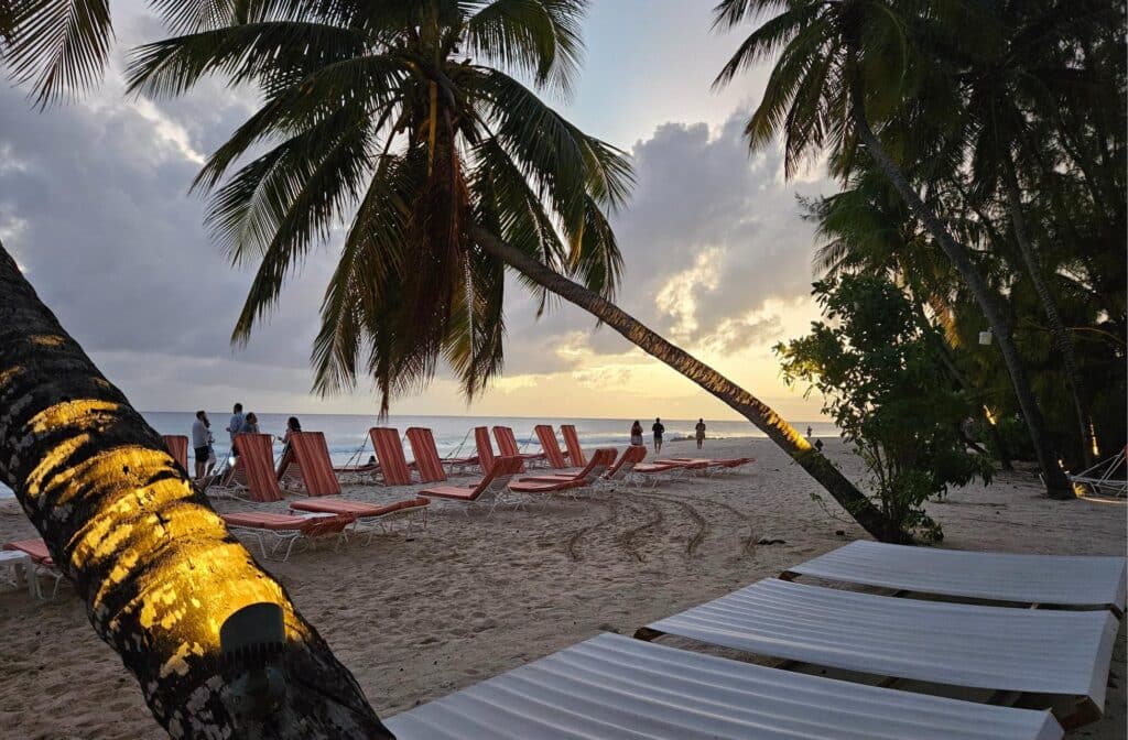 At a five-star hotel in Barbados