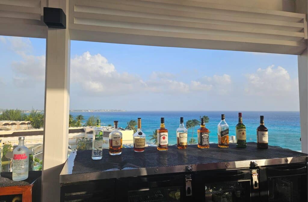 At a five-star hotel in Barbados