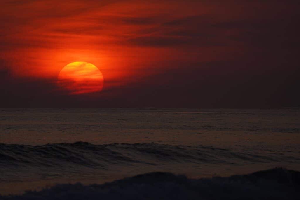Sunset at Dominical beach in Costa Rica