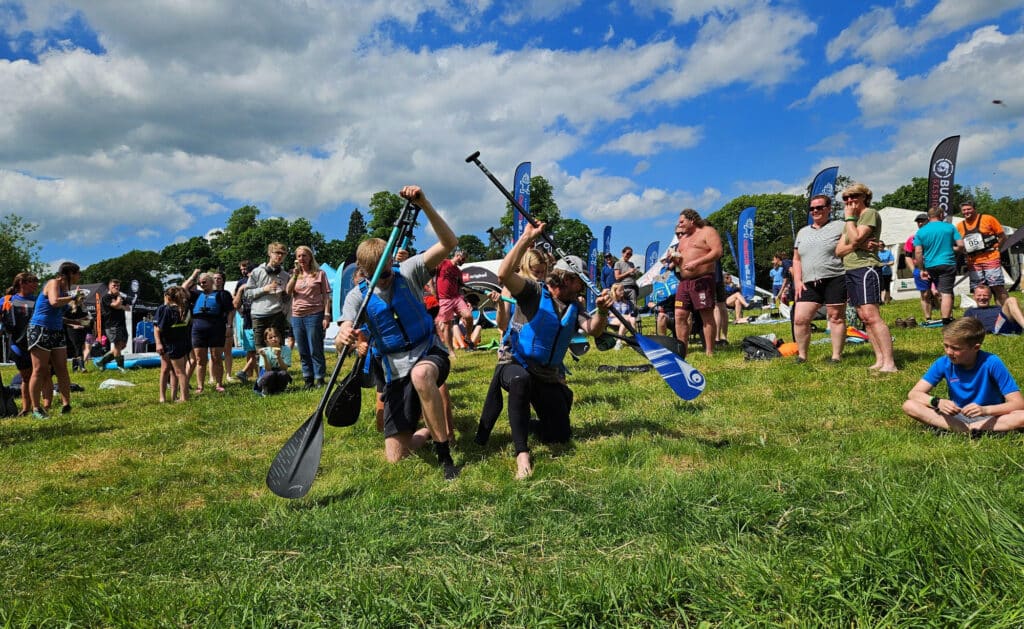 Paddleboarders preparing for a race during SUPfest