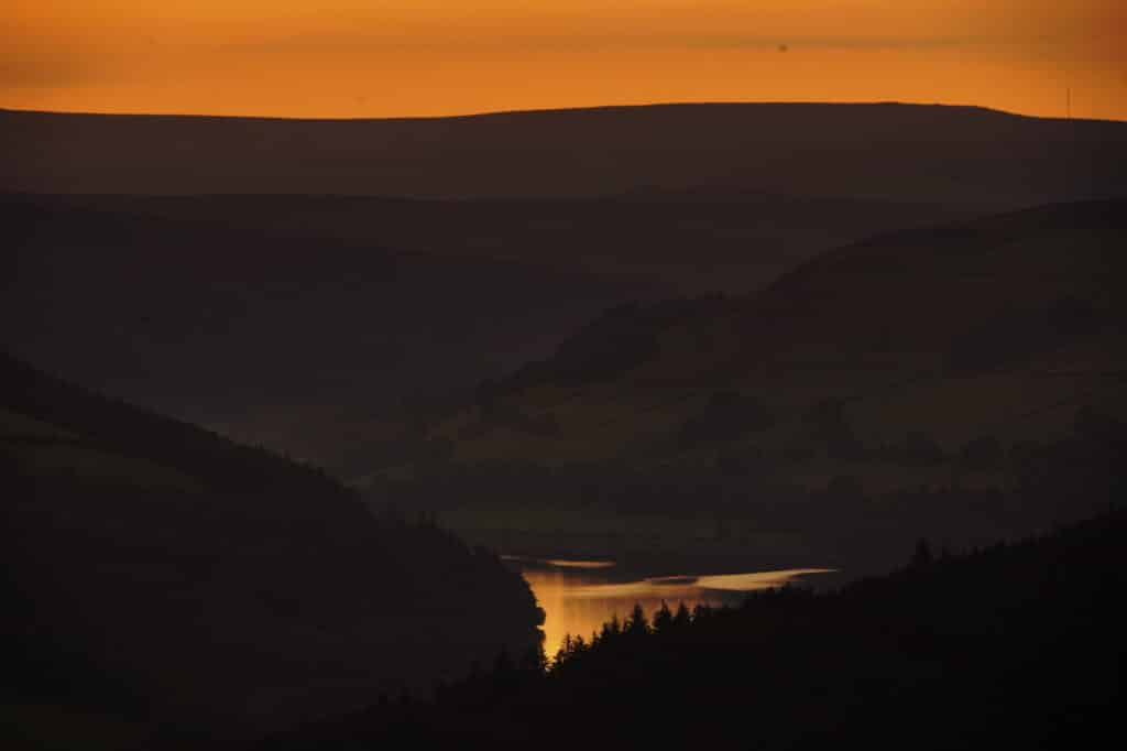 View from Bamford Edge at sunset