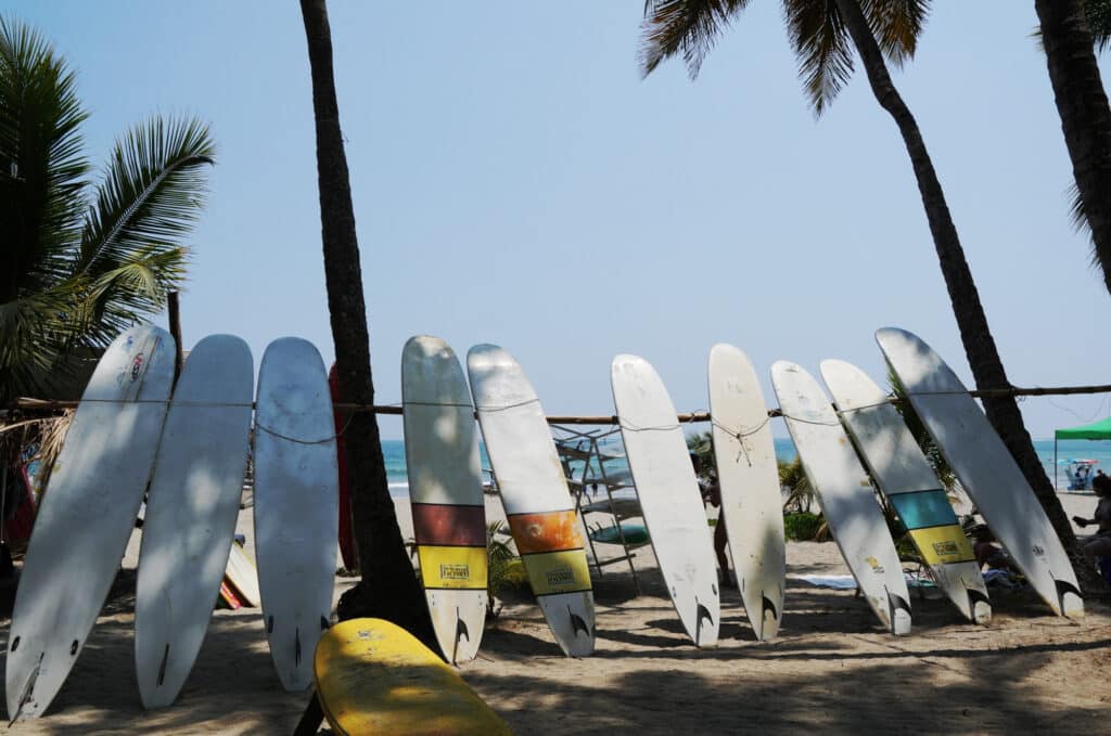 Surfboards on the beach in Samara