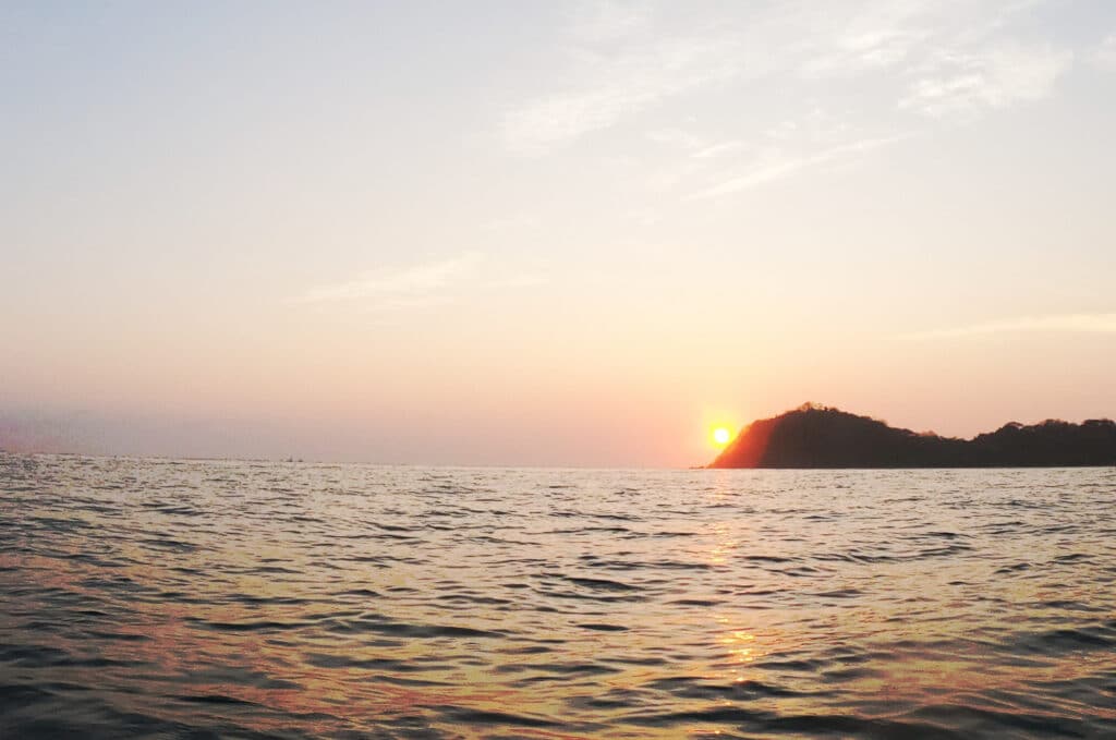 Sunset from a Paddleboard in the bay of Samara