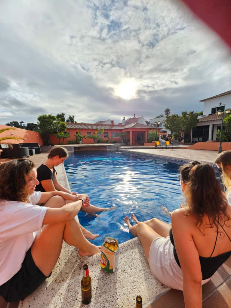 By the pool at Salt Lips Surf Camp